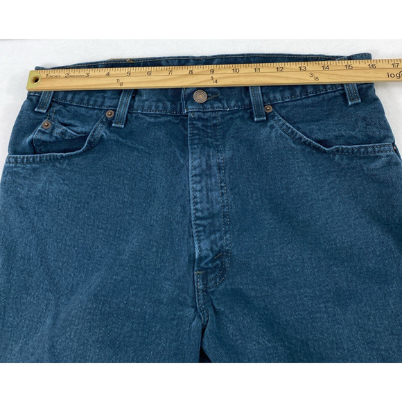 Vtg Levis 550 Jeans Women 32 x‎ 30 Dark Teal Blue Relaxed Altered Hem High Rise - Picture 8 of 13